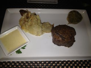 Red 7oz Filet with Garlic Crust and Horseradish Sauce and Horseradish Gratin