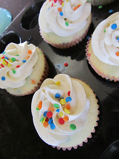 Homemade funfetti cupcakes with vanilla bean buttercream!